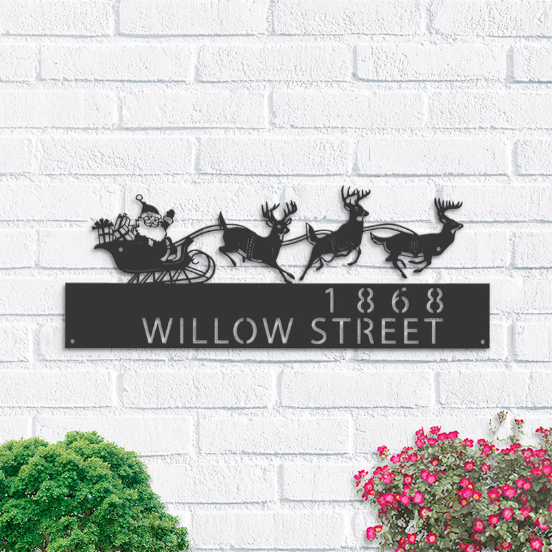 personalized santa riding a sleigh metal sign hanging address outdoor sign ty3smya4.jpg
