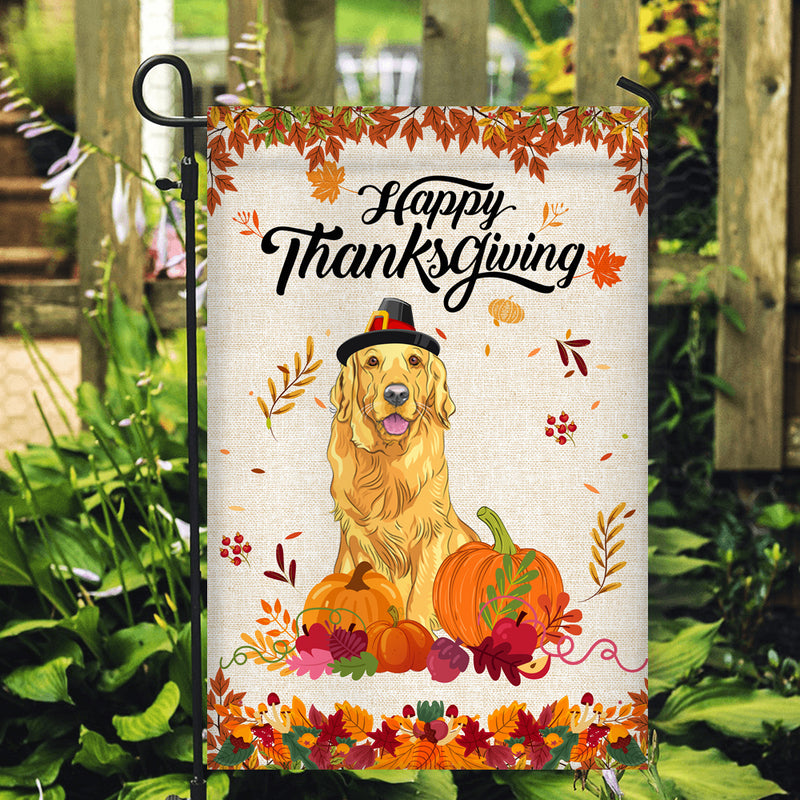 Happy Thanksgiving Funny Golden Retriever Flag Fall Pumpkin Farmhouse Autumn Thanksgiving Garden Flag mockup 2 800x.jpg