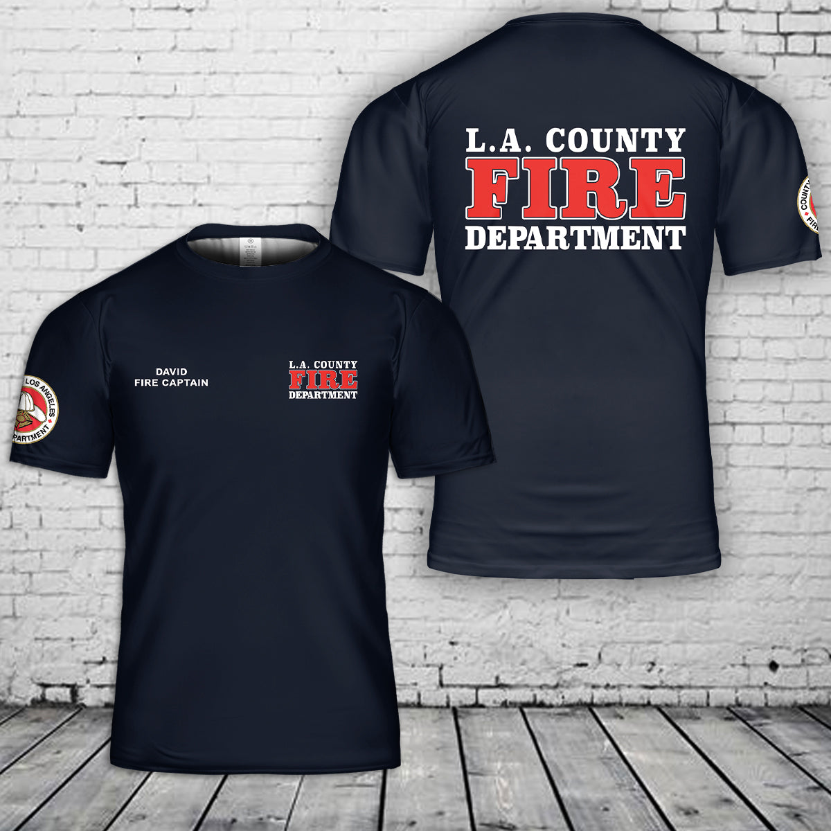Custom Name And Rank Los Angeles County 2C California 2C Los Angeles County Fire Department LACoFD T Shirt 3D DLSI0205PL07 mk.jpg
