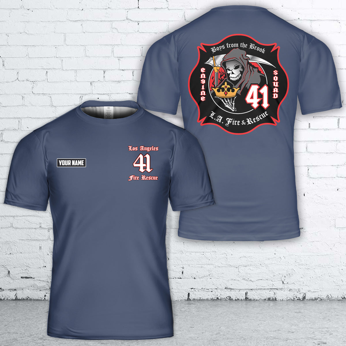 Custom Name Los Angeles California Los Angeles County Fire Dept. Station 41 T Shirt 3D DLTT0205PL03 mk2.jpg