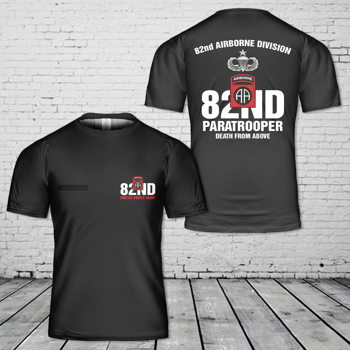 Custom Name US Army Paratrooper 82nd Airborne Division All American Death From Above Senior Parachutist Badge T Shirt2 3D DLMP0205PL02.jpg