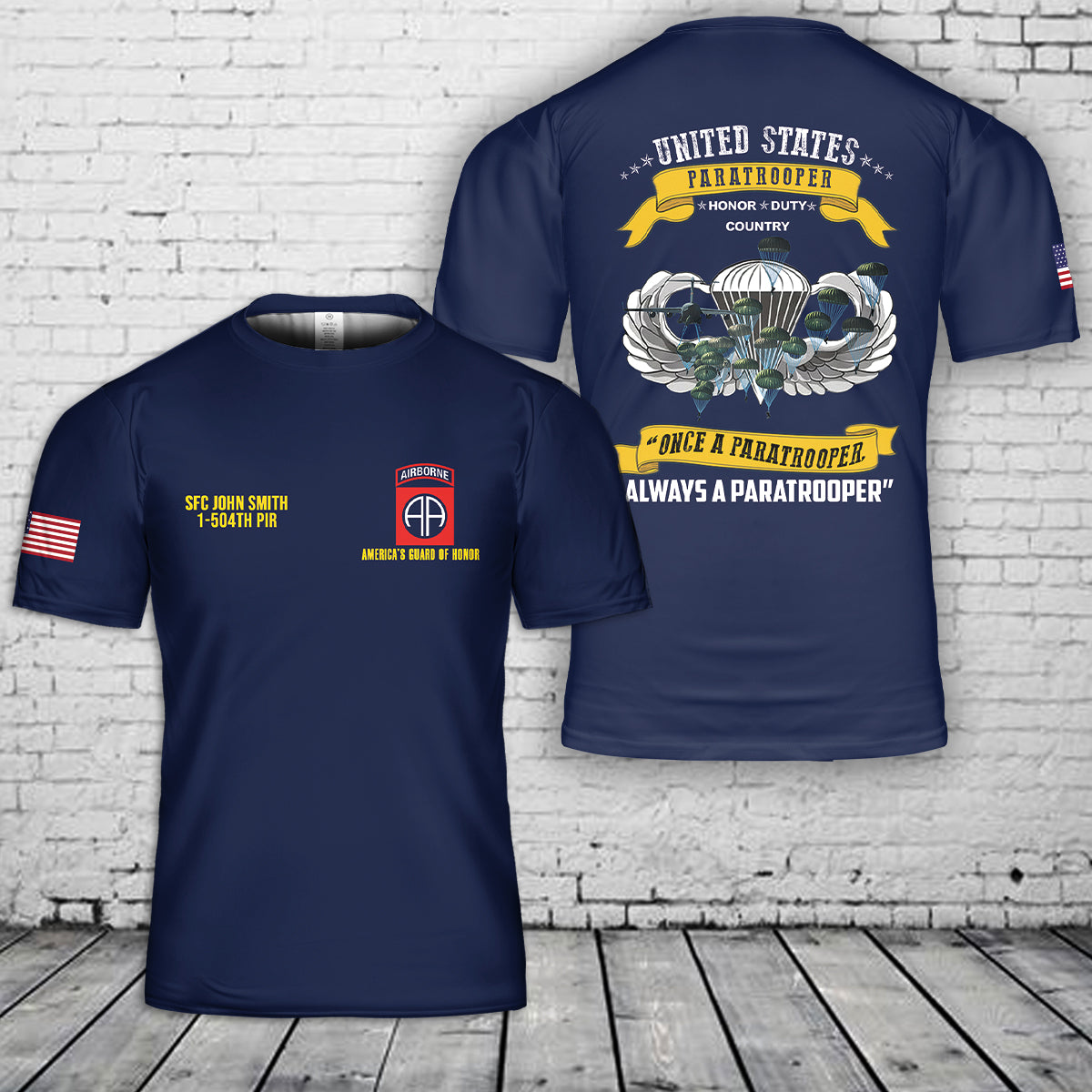 Custom Name Rank Unit US Army 82nd Airborne Once a Paratrooper Always a Paratrooper 3D T Shirt NLSI2804PL11 mk.jpg