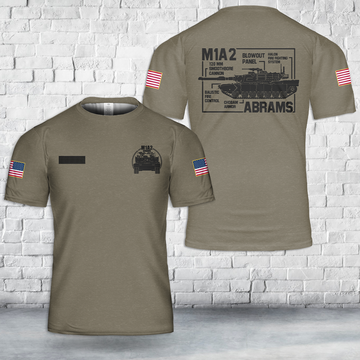Custom Name US Army Main Battle Tank M1A2 Abrams T Shirt 3D DLHH0205PL04.png