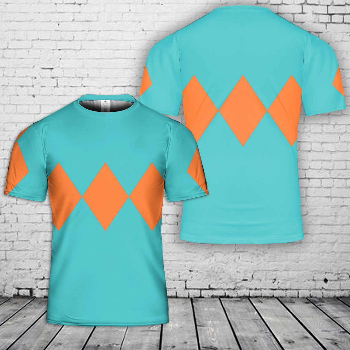 Diamond Jockey Silks Horse Racing Orange And Teal Color T Shirt 3D DLSI2904PL05 mk.jpg