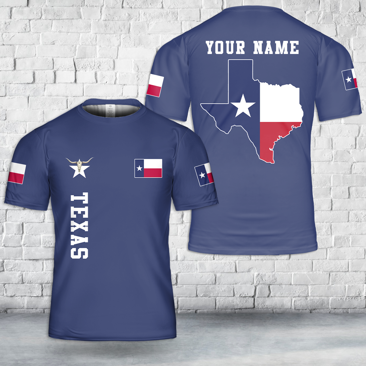 Custom Name Texas Flag and Map T Shirt 3D DLHH2904PL01.png