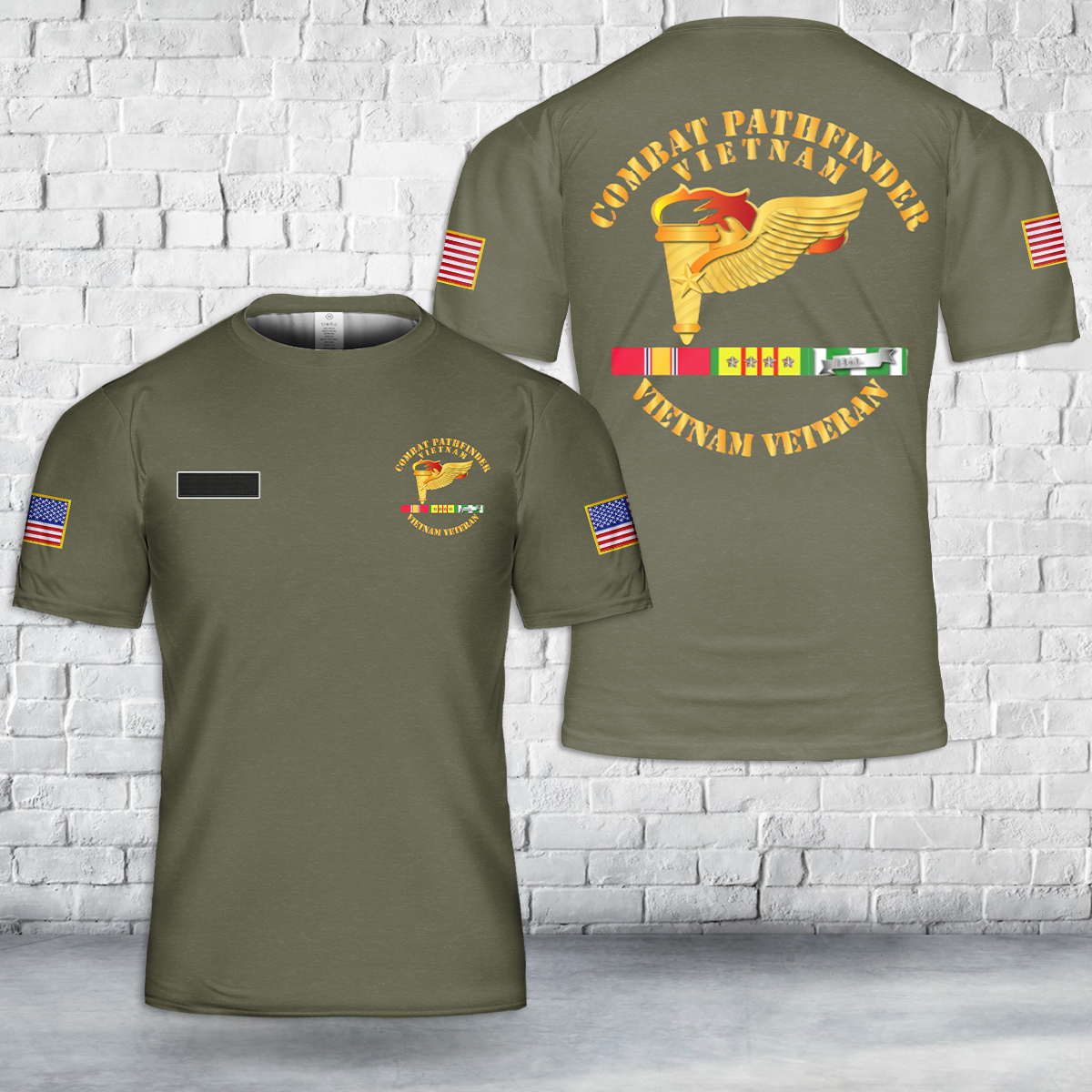 Custom Name US Army Combat Pathfinder Vietnam Veteran T Shirt 3D DLHH2504PL05.png