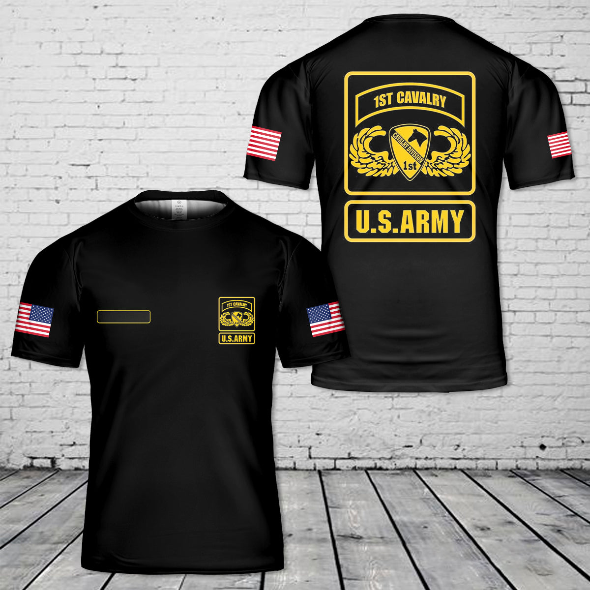 Custom Name US Army 1st Cavalry Wing Badge T Shirt2 3D DLMP2204PL08.jpg