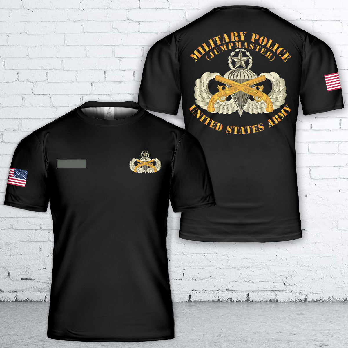 Custom Name US Army Military Police Branch w Jumpmaster Airborne Badge T Shirt 3D DLTT2204PL09 mk.jpg
