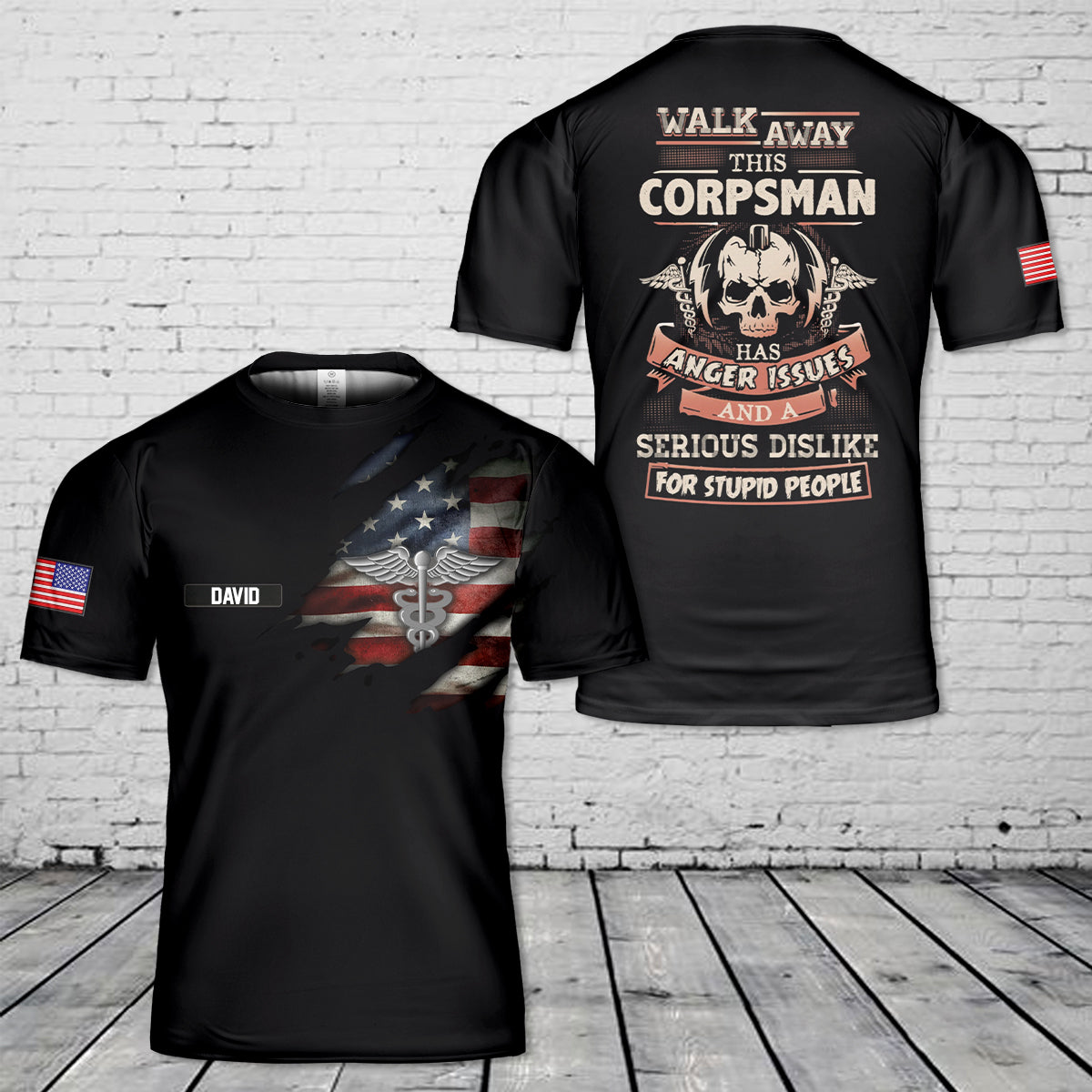 Custom Name US Navy Hospital Corpsman HM . A caduceus 3D T Shirt3 NLMP22034PL03.jpg
