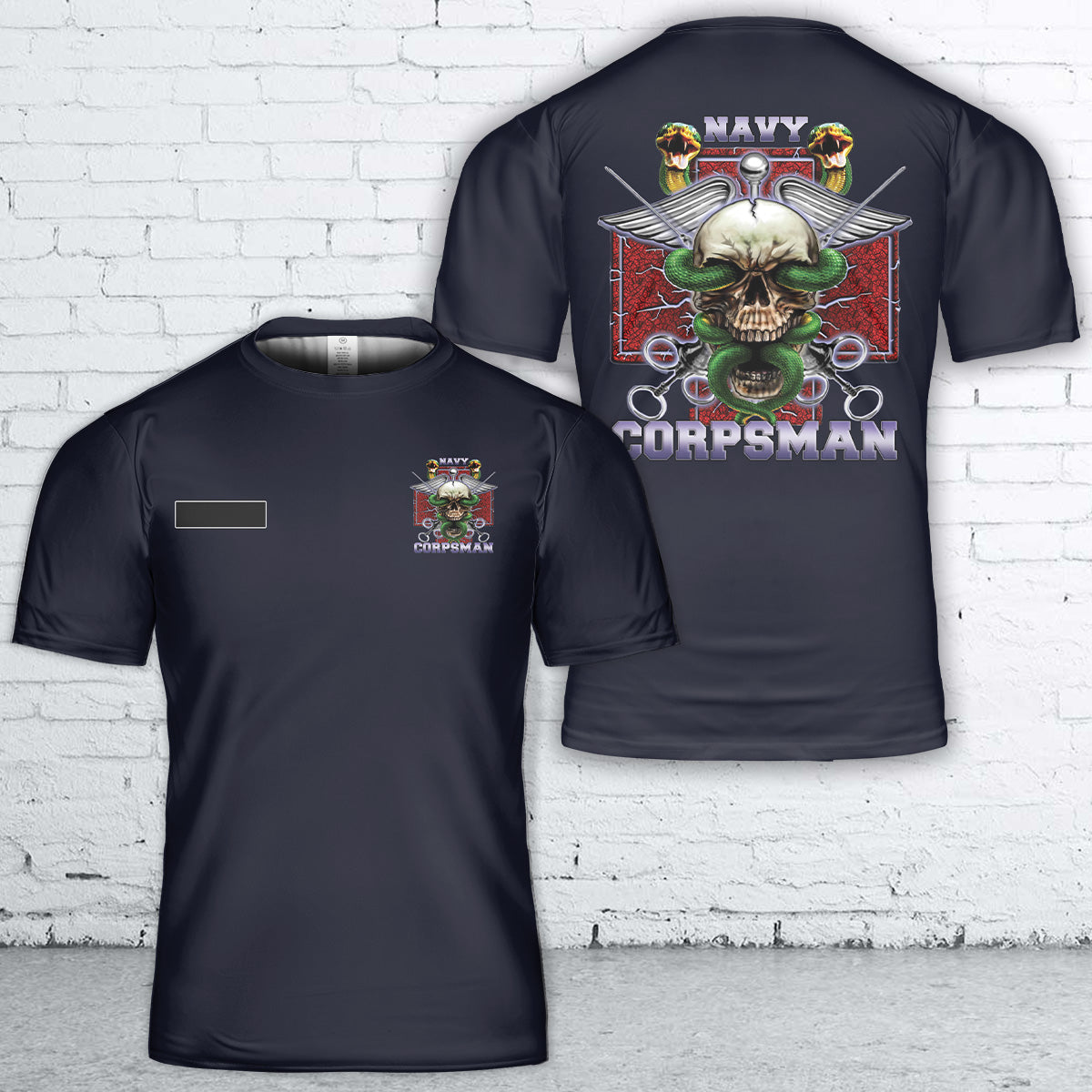 Custom Name US Navy Hospital Corpsman Devil Doc Military Veteran T Shirt 3D DLTT2104PL02 mk.jpg