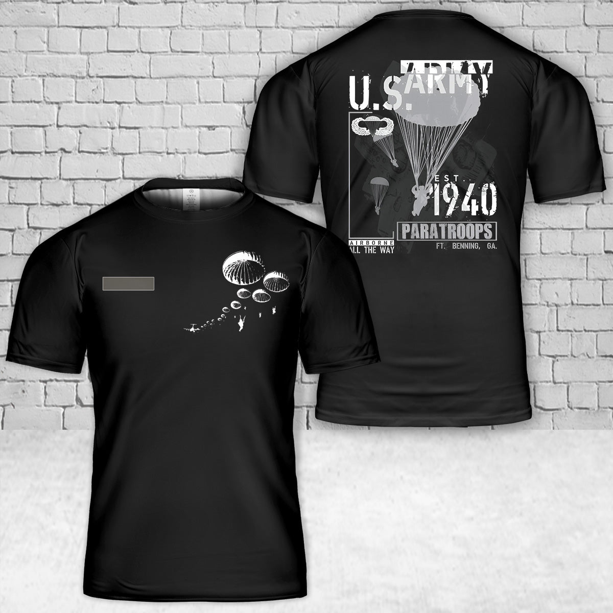 Custom Name US Army Paratroopers Distressed T Shirt 3D DLTT1404PL02 mk2.jpg