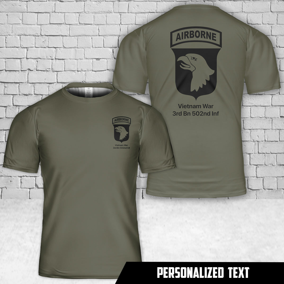Custom Text US Army 101st Airborne Division Screaming Eagles Fort Campbell T Shirt 3D DLTT1404PL03 mk.jpg