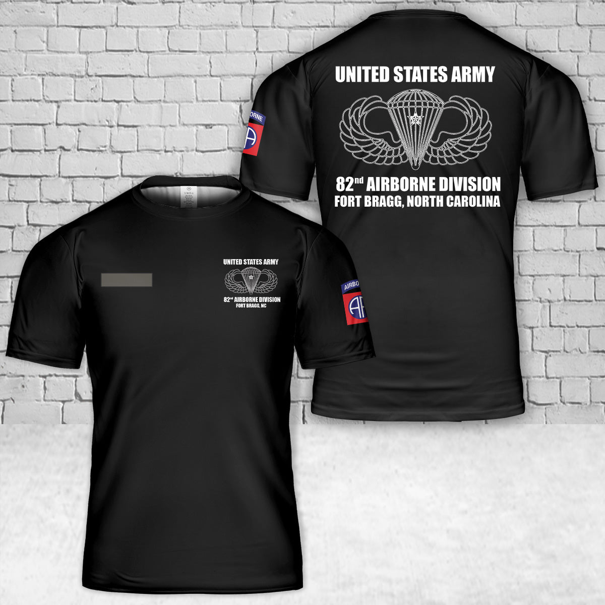 Custom Name US Army Airborne Basic Parachutist Badge with 1 Combat Star 82nd Airborne Division All American Fort Bragg NC T Shirt 3D DLTT1104PL07 mk2.jpg