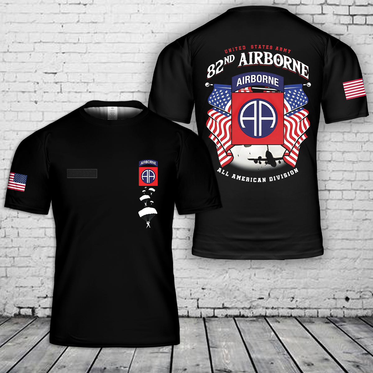 Custom Name US Army Paratrooper 82nd Airborne Division T Shirt 3D DLSI1104PL05 mk.jpg