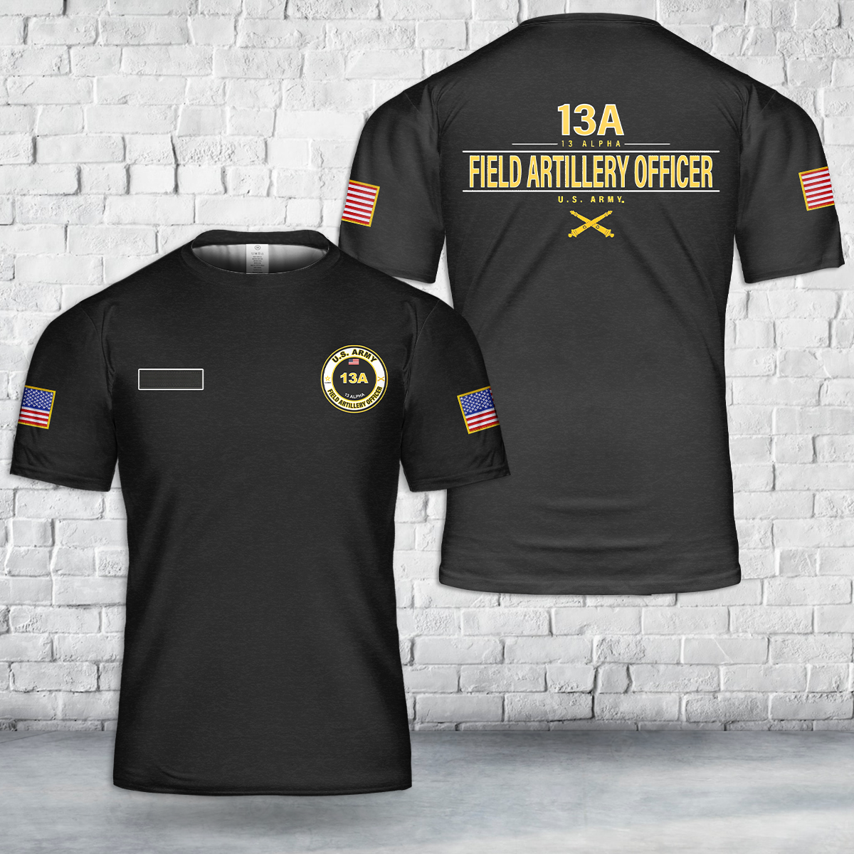 Custom Name US Army 13A Field Artillery Officer T Shirt 3D DLHH1104PL04.png