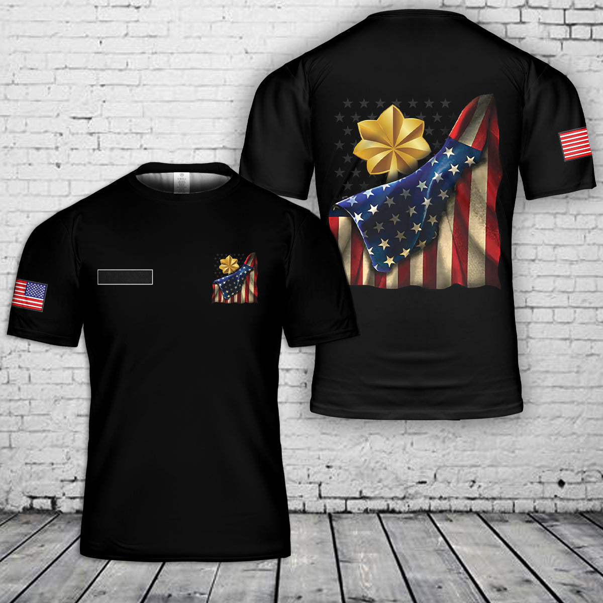 Custom Name And Officer Rank Insignia US Navy USA Flag T Shirt 3D DLSI1004PL09 mk1.jpg
