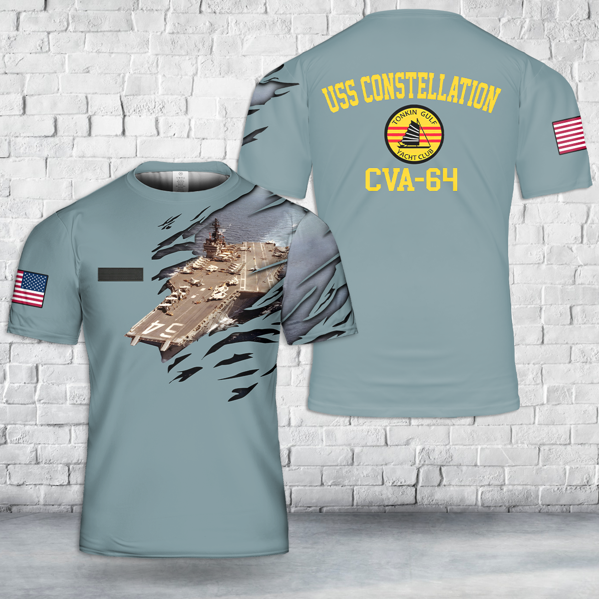 Custom Name US Navy USS Constellation CVA 64 Tonkin Gulf Yacht Club 7th Fleet Vietnam War T Shirt 3D 1 DLHH0904PL06.png