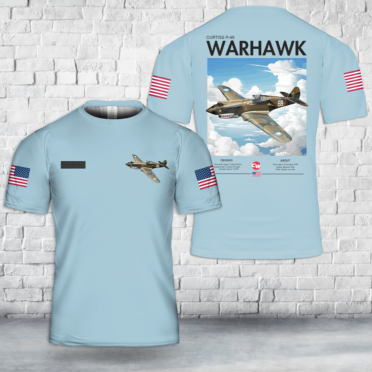 Custom Name Vintage Curtiss P 40 Warhawk Bomber T Shirt 3D 1 DLHH0904PL02.png