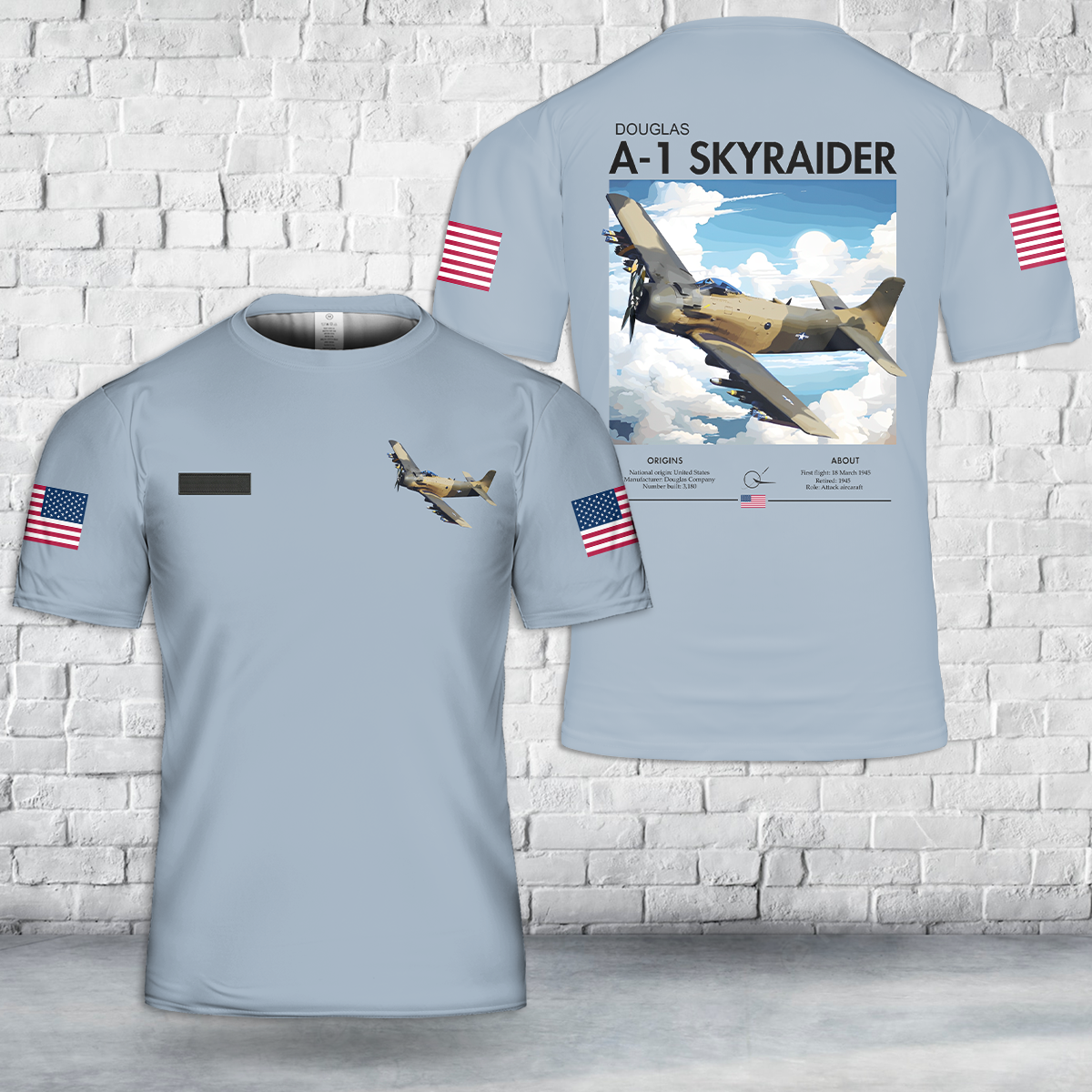 Custom Name Douglas A 1 Skyraider T Shirt 3D 1 DLHH0904PL01.png