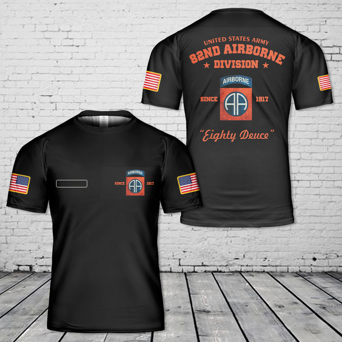 Custom Name US Army 82nd Airborne Division Eighty Deuce T Shirt2 3D DLMP1404PL06.jpg