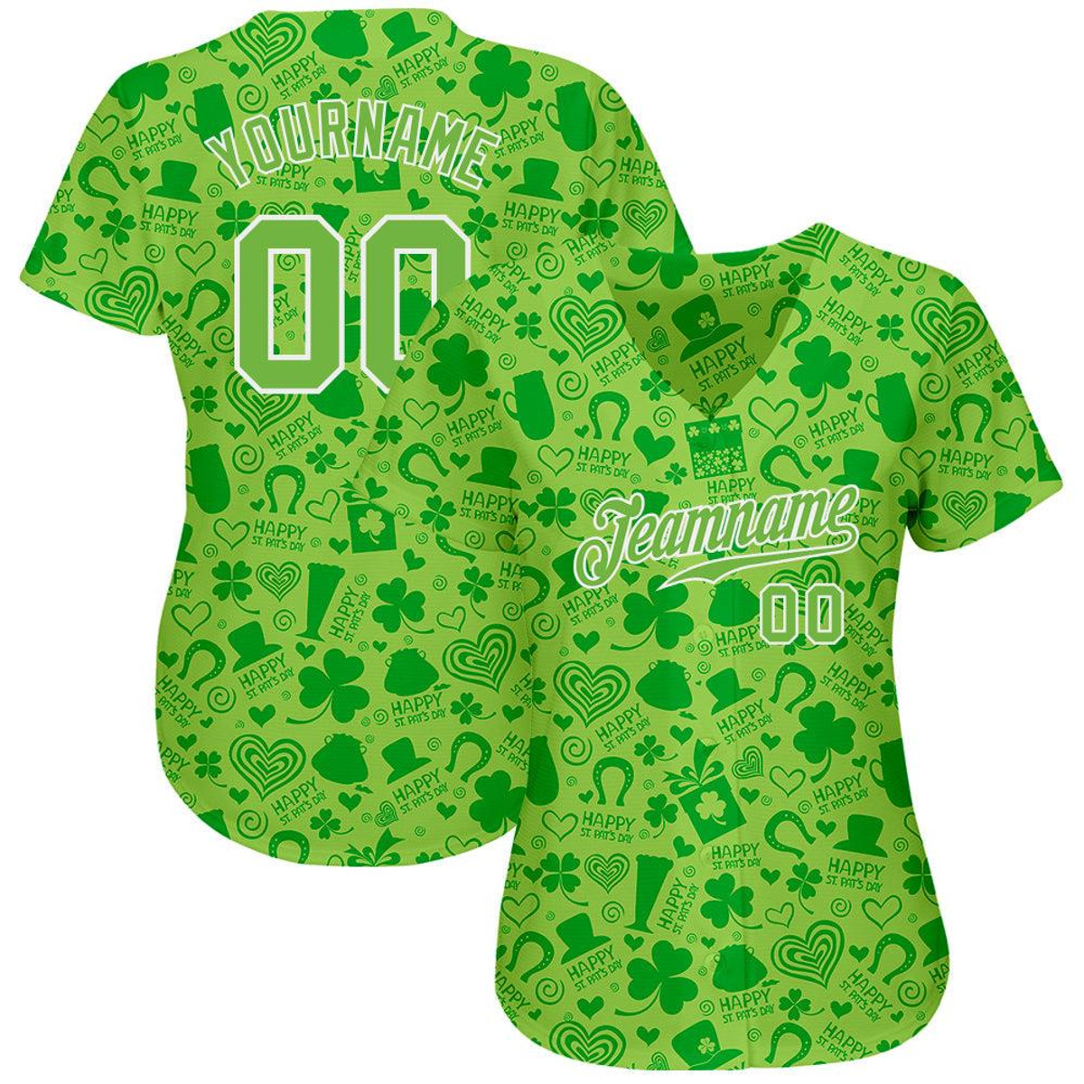 custom neon green neon green white 3d pattern design authentic st patricks day baseball jersey anjfofox.jpg