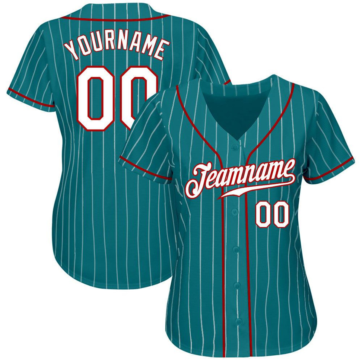 custom teal white pinstripe white red authentic baseball jersey rmkwcc3n.jpg