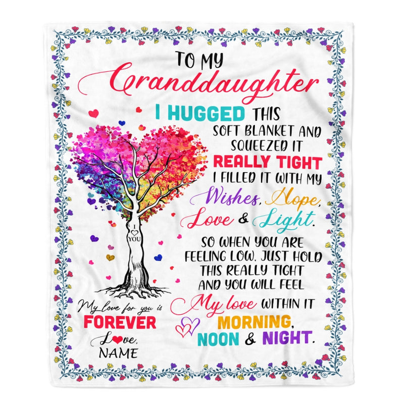 Personalized to My Granddaughter Blanket from Grandma Nana Mimi Grandpa I Hugged This Soft Blanket Birthday Thanksgiving Christmas Customized Fleece Blanket Blanket mockup 1 800x.jpg