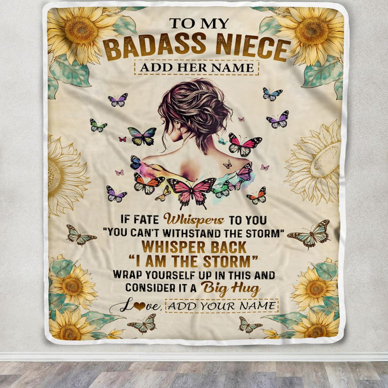 Personalized To My Badass Niece Blanket From Uncle Aunt Auntie I Am The Storm Niece Gifts Birthday Graduation Christmas Customized Fleece Throw Blanket Blanket mockup 3 800x.jpg