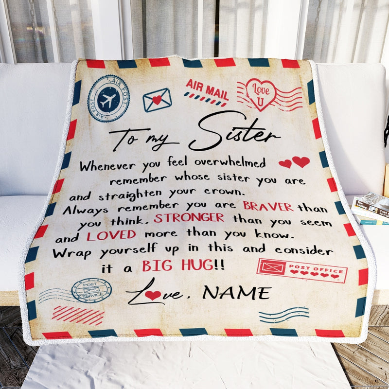 Personalized To My Sister Blanket From Brother Mail Letter Sister Birthday Graduation Christmas Customized Fleece Blanket Blanket mockup 2 800x.jpg