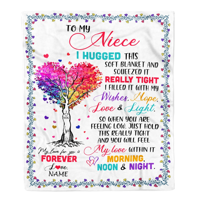 Personalized to My Niece Blanket from Aunt Auntie Uncle I Hugged This Soft Blanket Niece Birthday Thanksgiving Christmas Customized Fleece Blanket Blanket mockup 1 800x.jpg