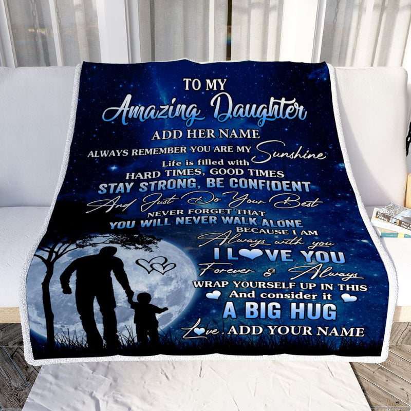 Personalized To My Amazing Daughter Blanket From Dad Father My Sunshine Daughter Birthday Gifts Graduation Christmas Customized Fleece Throw Blanket Blanket mockup 2 800x.jpg