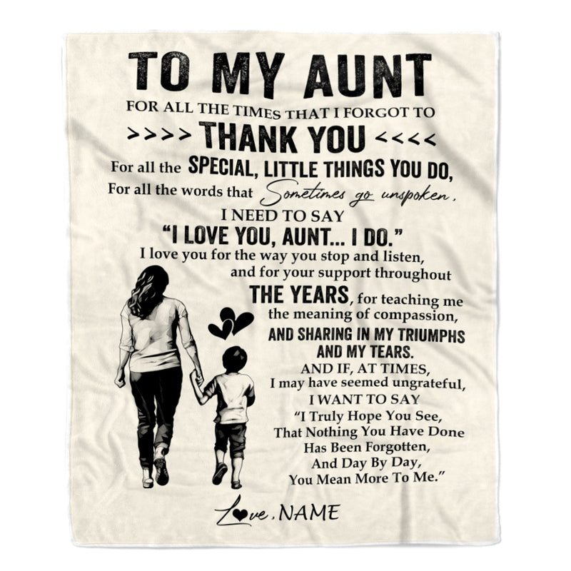 Personalized To My Aunt Blanket From Nephew For All The Times That I Forgot To Thank You Aunt Birthday Mothers Day Christmas Customized Fleece Blanket Blanket mockup 1 800x.jpg
