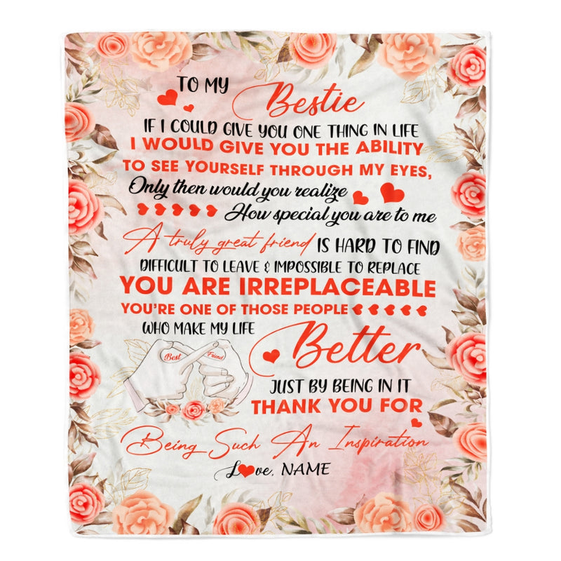 Personalized To My Bestie Friend Blanket A truly Great Friendship Girls Women Teens Female Birthday Presents Christmas Customized Fleece Blanket Blanket mockup 1 800x.jpg