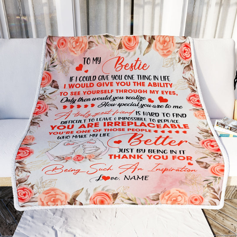Personalized To My Bestie Friend Blanket A truly Great Friendship Girls Women Teens Female Birthday Presents Christmas Customized Fleece Blanket Blanket mockup 2 800x.jpg