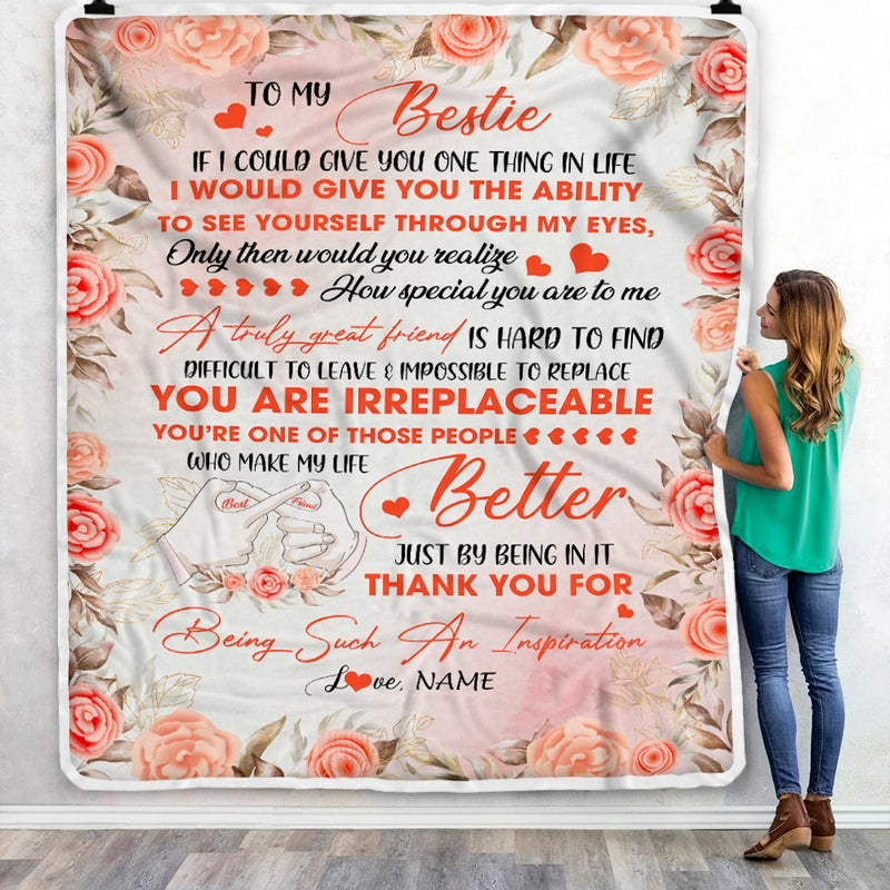 Personalized To My Bestie Friend Blanket A truly Great Friendship Girls Women Teens Female Birthday Presents Christmas Customized Fleece Blanket Blanket mockup 3 800x.jpg