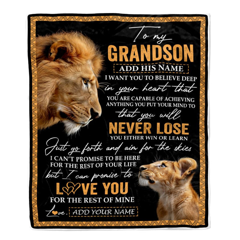 Personalized To My Grandson Blanket From Papa Grandpa You Will Never Lose Lion Grandson Birthday Gifts Graduation Christmas Customized Fleece Throw Blanket Blanket mockup 1 800x.jpg