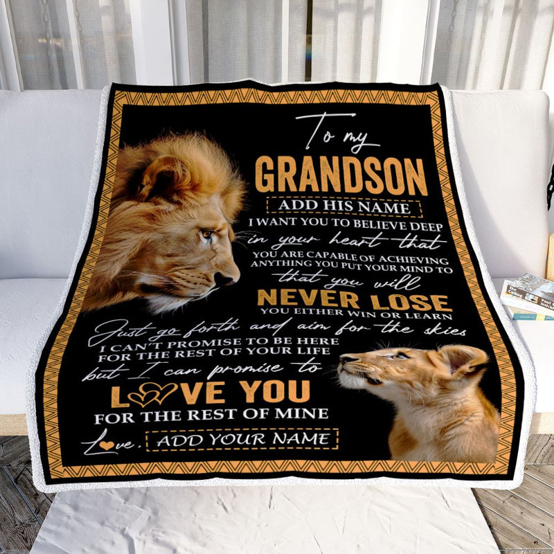 Personalized To My Grandson Blanket From Papa Grandpa You Will Never Lose Lion Grandson Birthday Gifts Graduation Christmas Customized Fleece Throw Blanket Blanket mockup 2 800x.jpg