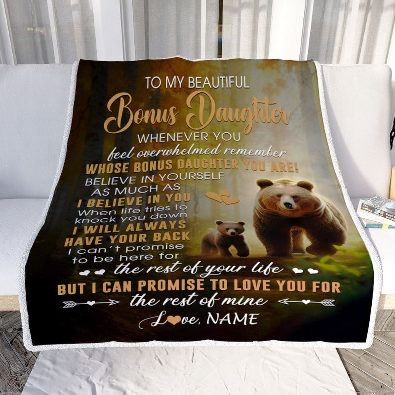 Personalized To My Bonus Daughter Blanket From Step Mom Dad Whenever You Feel Bear Stepdaughter Birthday Gifts Graduation Christmas Fleece Throw Blanket Blanket mockup 2 800x.jpg