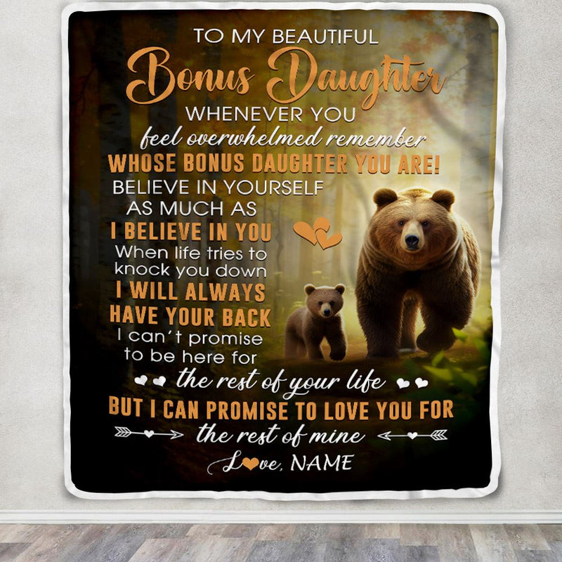 Personalized To My Bonus Daughter Blanket From Step Mom Dad Whenever You Feel Bear Stepdaughter Birthday Gifts Graduation Christmas Fleece Throw Blanket Blanket mockup 3 800x.jpg
