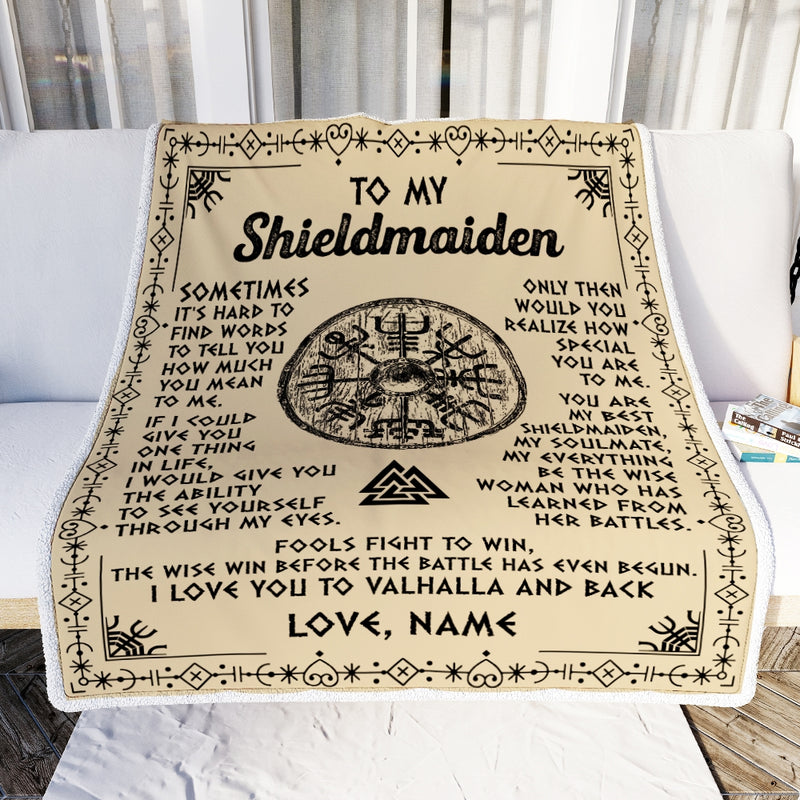 Personalized To My Shieldmaiden Blanket Viking Vintage I Love You To Valhalla Wife Girlfriend Birthday Anniversary Christmas Customized Bed Fleece Blanket Blanket mockup 2 800x.jpg