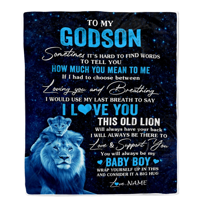 Personalized To My Godson Blanket From Godfather I Love You This Old Lion Godson Birthday Graduation Christmas Customized Bed Fleece Throw Blanket Blanket mockup 1 800x.jpg