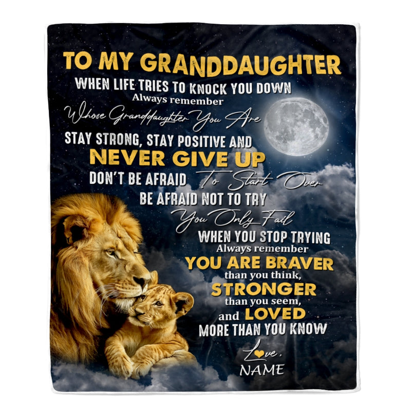 Personalized To My Granddaughter Blanket From Grandma Grandpa Lion Never Give Up Granddaughter Birthday Christmas Customized Fleece Throw Blanket Blanket mockup 1 800x.jpg