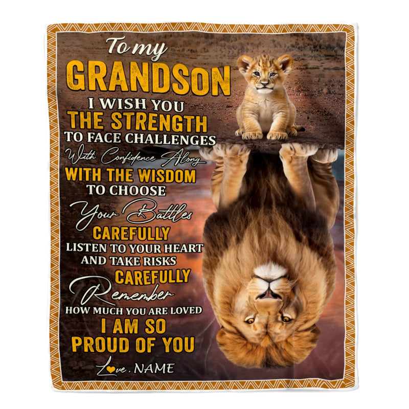 Personalized To My Grandson Blanket From Grandma Papa I Wish You The Strength Lion Grandson Birthday Graduation Christmas Gift Bed Quilt Fleece Throw Blanket Blanket mockup 1 800x.jpg