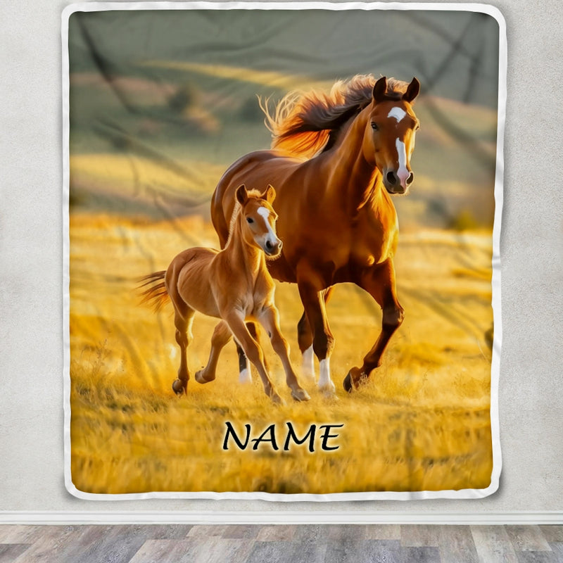 Personalized Running Horse Blanket Custom Name Equestrian Sport For Horse Boy Girl Men Women Birthday Christmas Customized Fleece Blanket Blanket mockup 3 800x.jpg