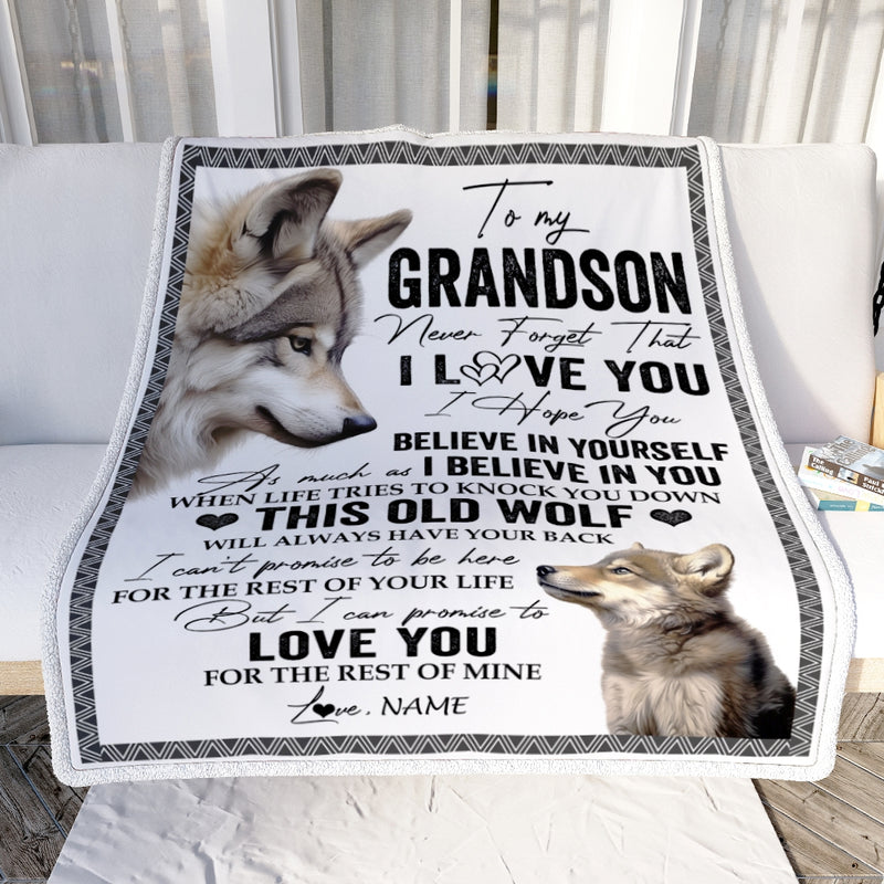 Personalized To My Grandson Blanket From Grandma Grandpa This Old Wolf Love You Grandson Birthday Graduation Christmas Customized Fleece Blanket Blanket mockup 2 800x.jpg