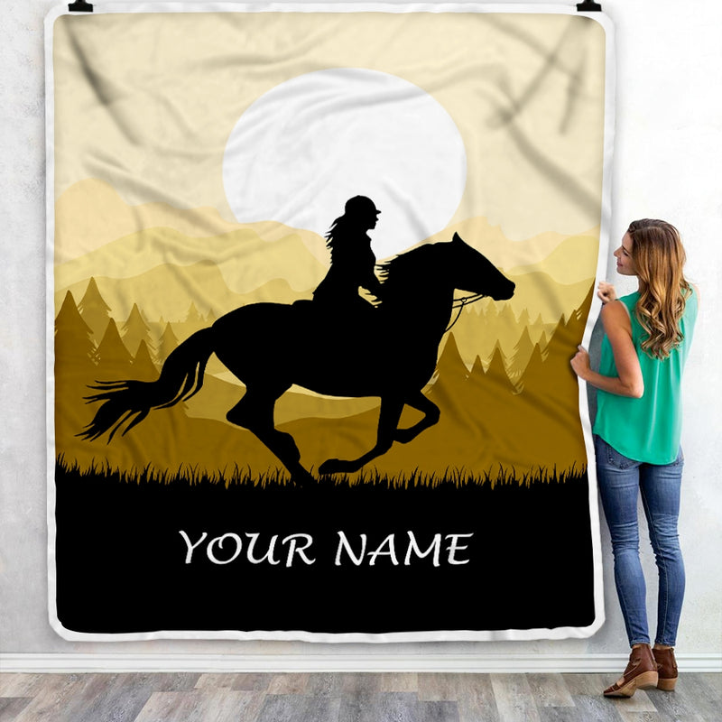 Personalized Horse Blanket Rider Countryside Custom Name Landscape Equestrian Sport For Daughter Girl Women Birthday Christmas Customized Fleece Blanket Blanket mockup 3 800x.jpg