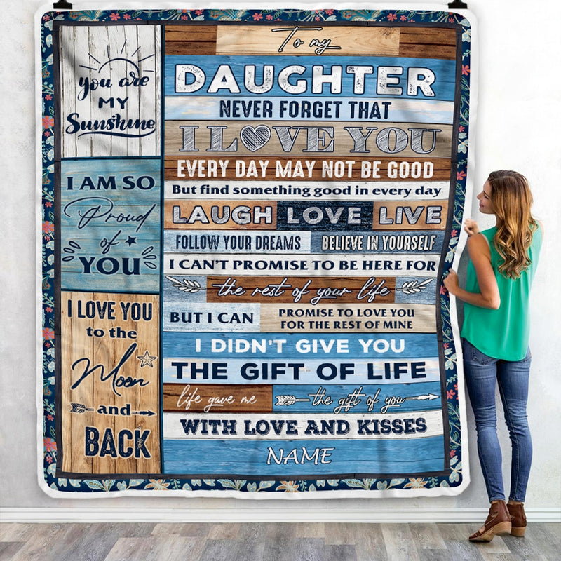 Personalized To My Daughter Blanket From Mom Dad I Love You Wood Daughter Birthday Christmas Thanksgiving Graduation Customized Fleece Blanket Blanket mockup 3 800x.jpg