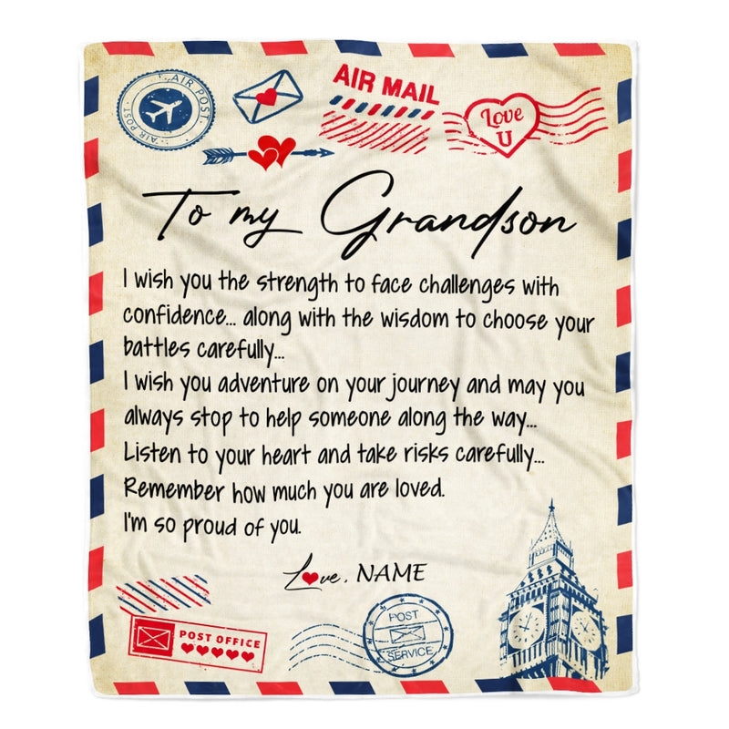 Personalized Letter Blanket To My Grandson From Grandma Grandpa I m So Proud Of You Grandson Birthday Christmas Thanksgiving Graduation Customized Fleece Blanket Blanket mockup 1 800x.jpg