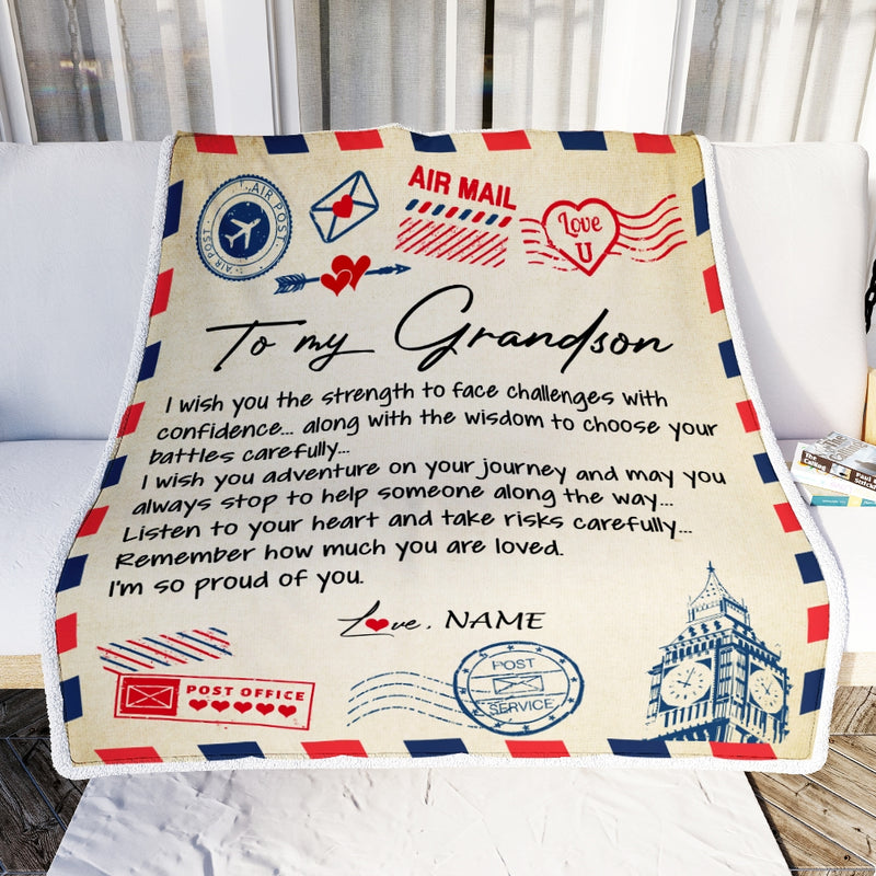 Personalized Letter Blanket To My Grandson From Grandma Grandpa I m So Proud Of You Grandson Birthday Christmas Thanksgiving Graduation Customized Fleece Blanket Blanket mockup 2 800x.jpg