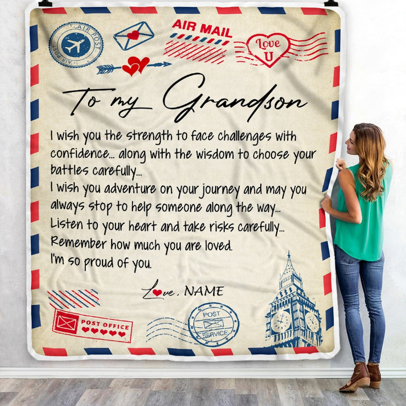 Personalized Letter Blanket To My Grandson From Grandma Grandpa I m So Proud Of You Grandson Birthday Christmas Thanksgiving Graduation Customized Fleece Blanket Blanket mockup 3 800x.jpg